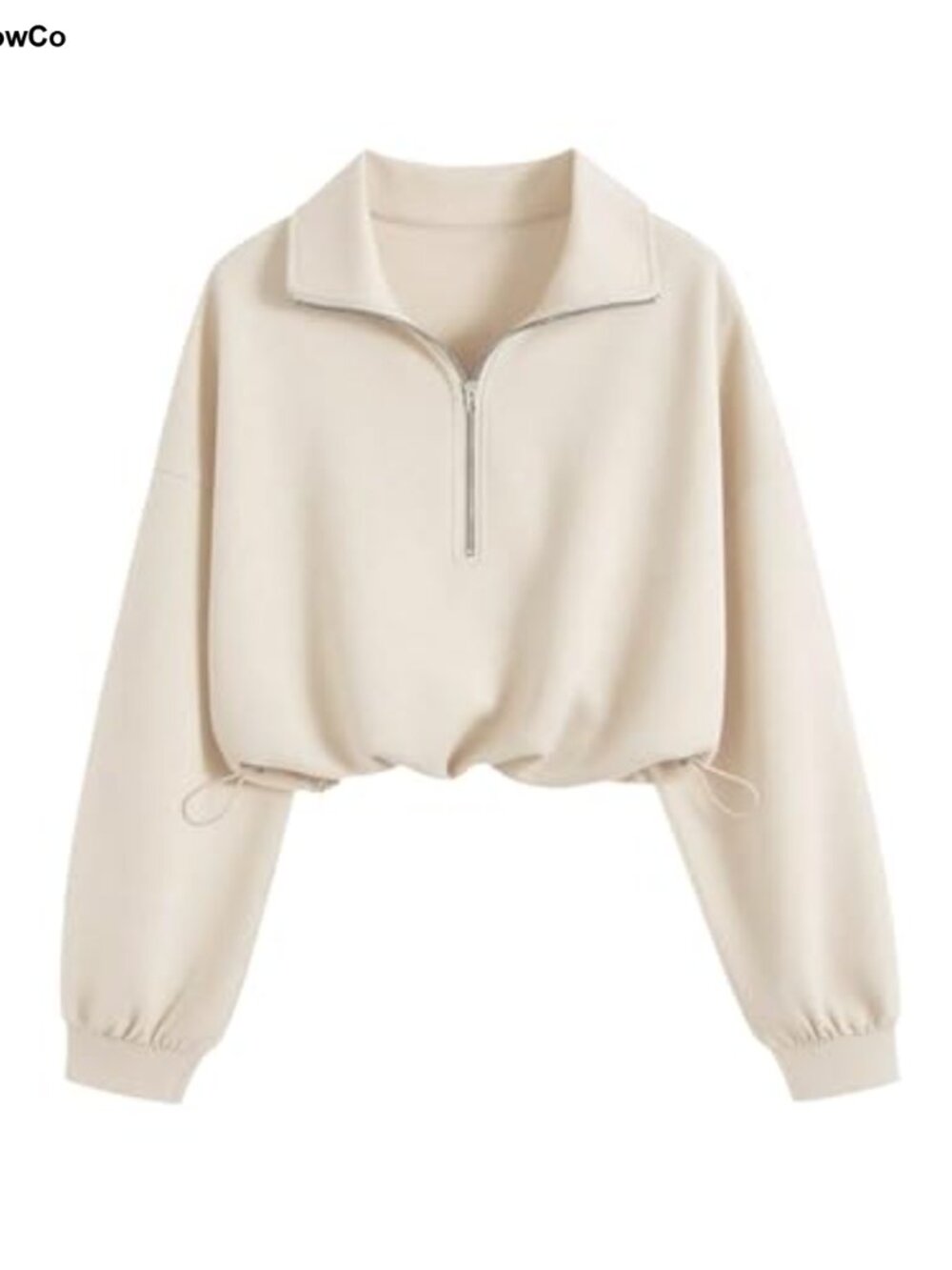 Crop Mock Neck Quarter Zip Pullover Sweatshirt Loose Fit Workout Top
